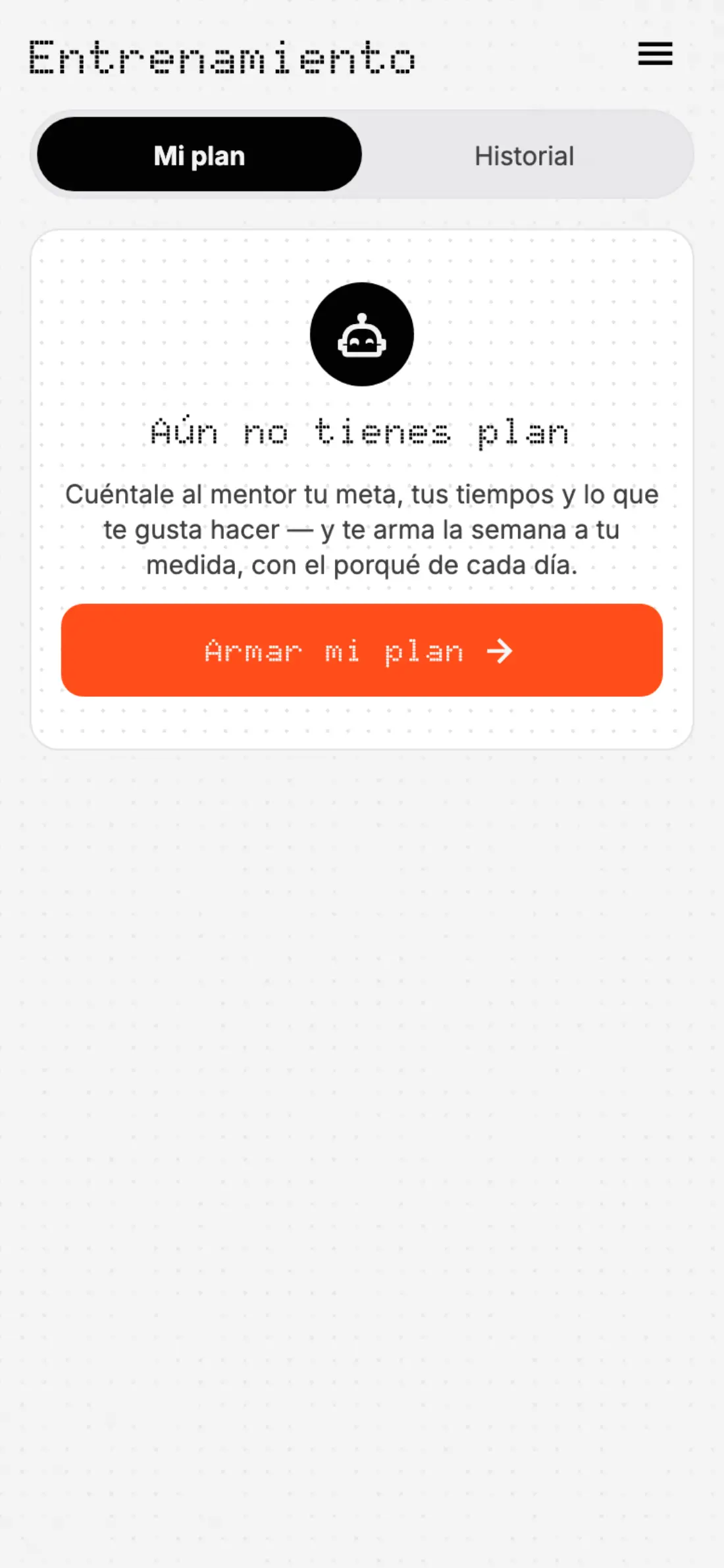 Sesión de entrenamiento de Evolution en tema claro