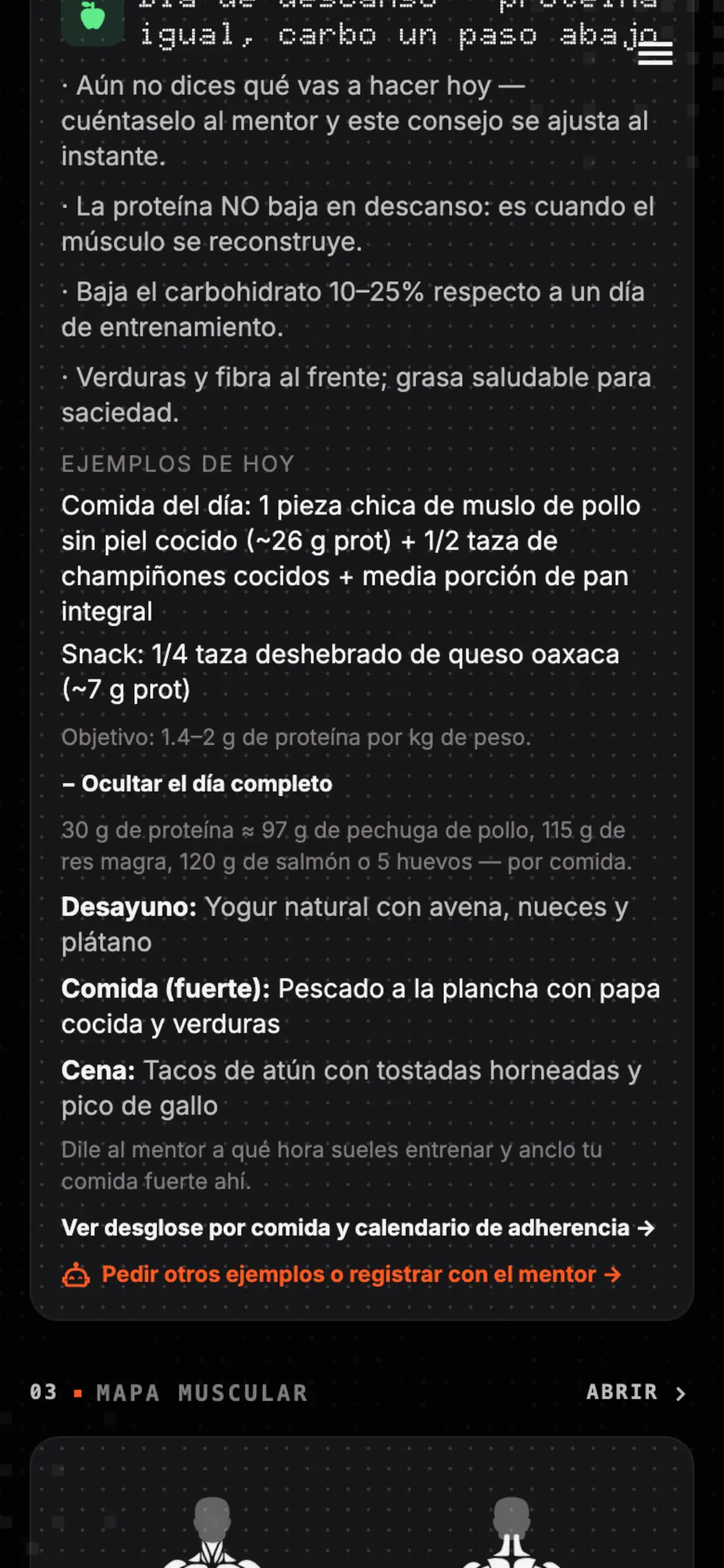 Nutrición de Evolution